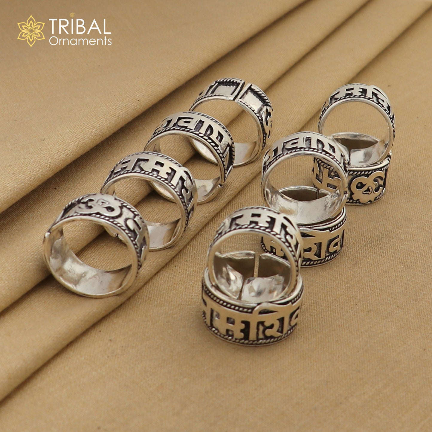 925 sterling silver 11mm wide solid handmade Adjustable idol shiva mantra "Aum / OM Namah Shivay" ring band, thumb ring oxidized jewelry ring320 - TRIBAL ORNAMENTS