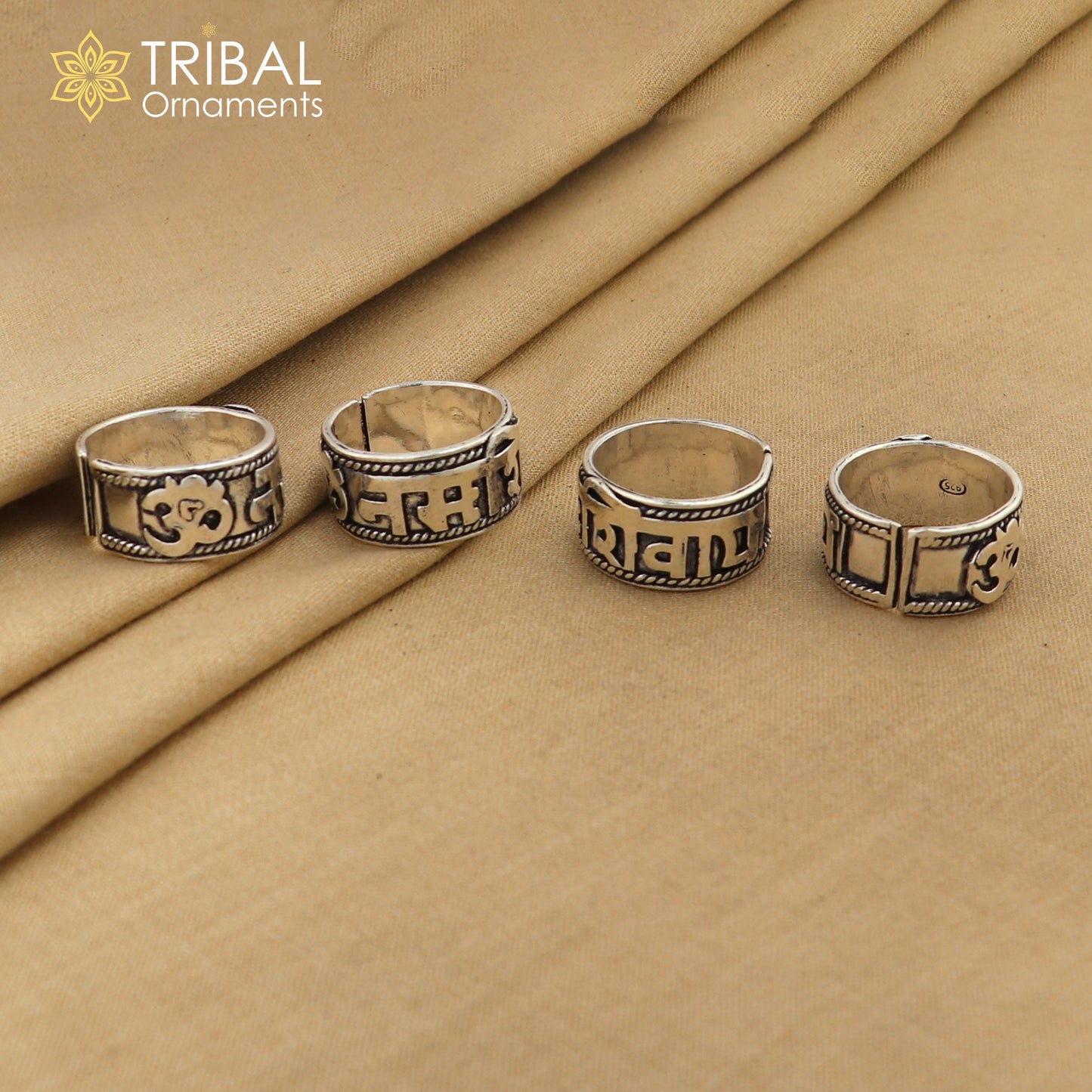 925 sterling silver 11mm wide solid handmade Adjustable idol shiva mantra "Aum / OM Namah Shivay" ring band, thumb ring oxidized jewelry ring320 - TRIBAL ORNAMENTS