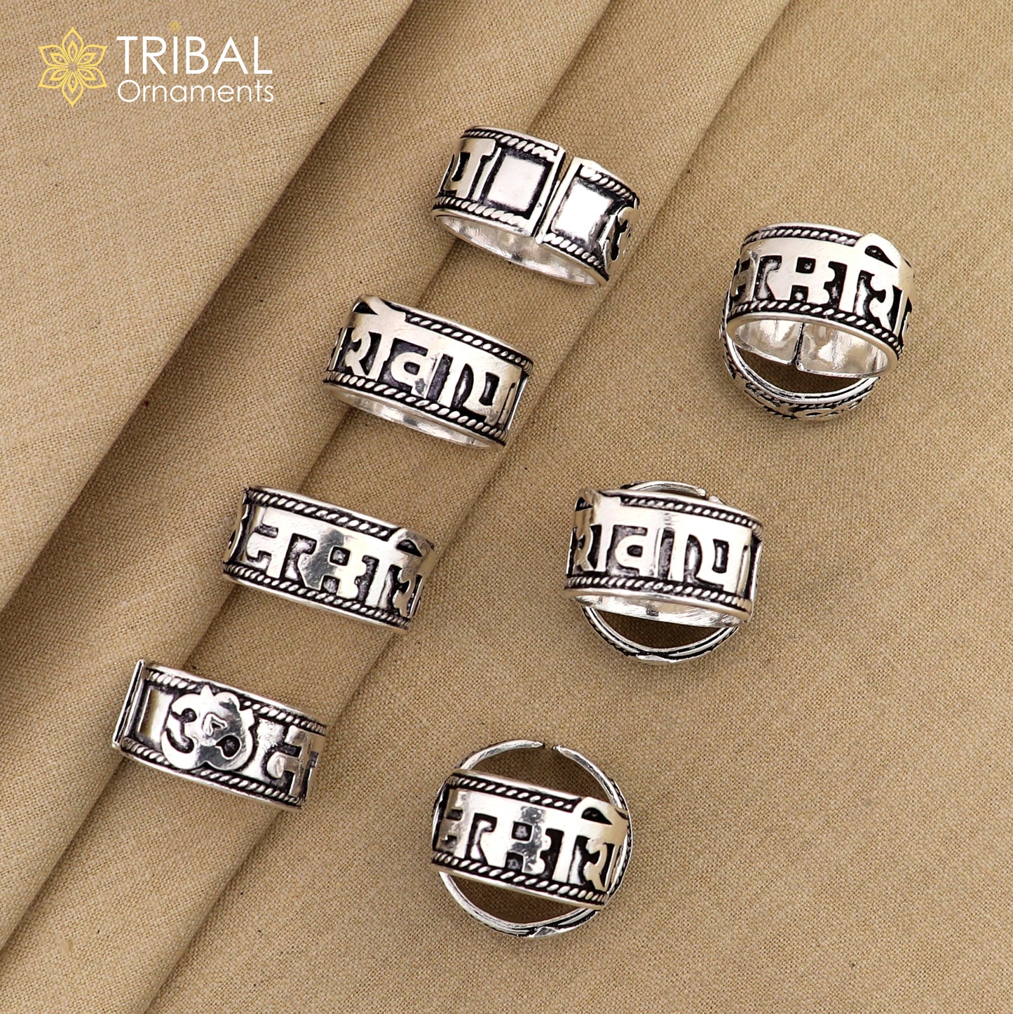 925 sterling silver 11mm wide solid handmade Adjustable idol shiva mantra "Aum / OM Namah Shivay" ring band, thumb ring oxidized jewelry ring320 - TRIBAL ORNAMENTS
