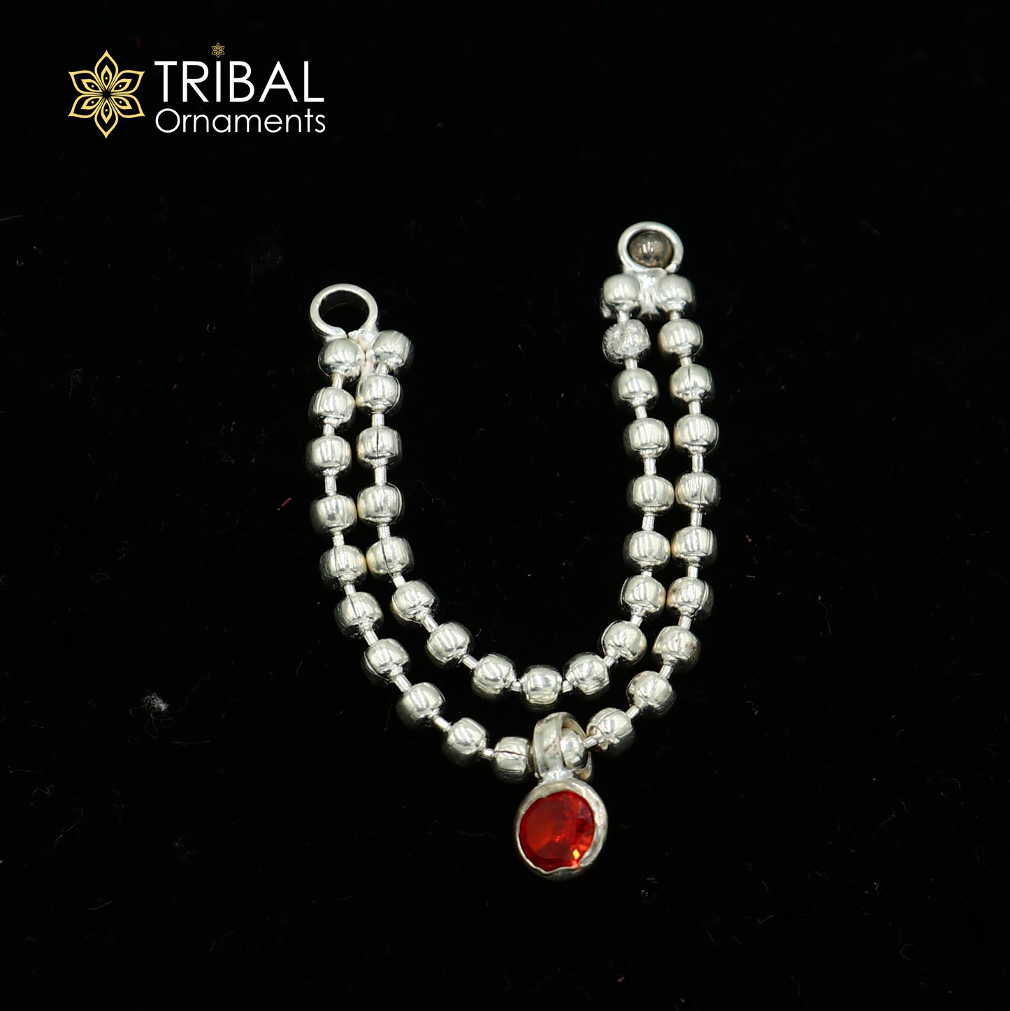 925 sterling silver 2 line beaded chain necklace for Lord Krishna Laddu Gopala jewelry set761 - TRIBAL ORNAMENTS