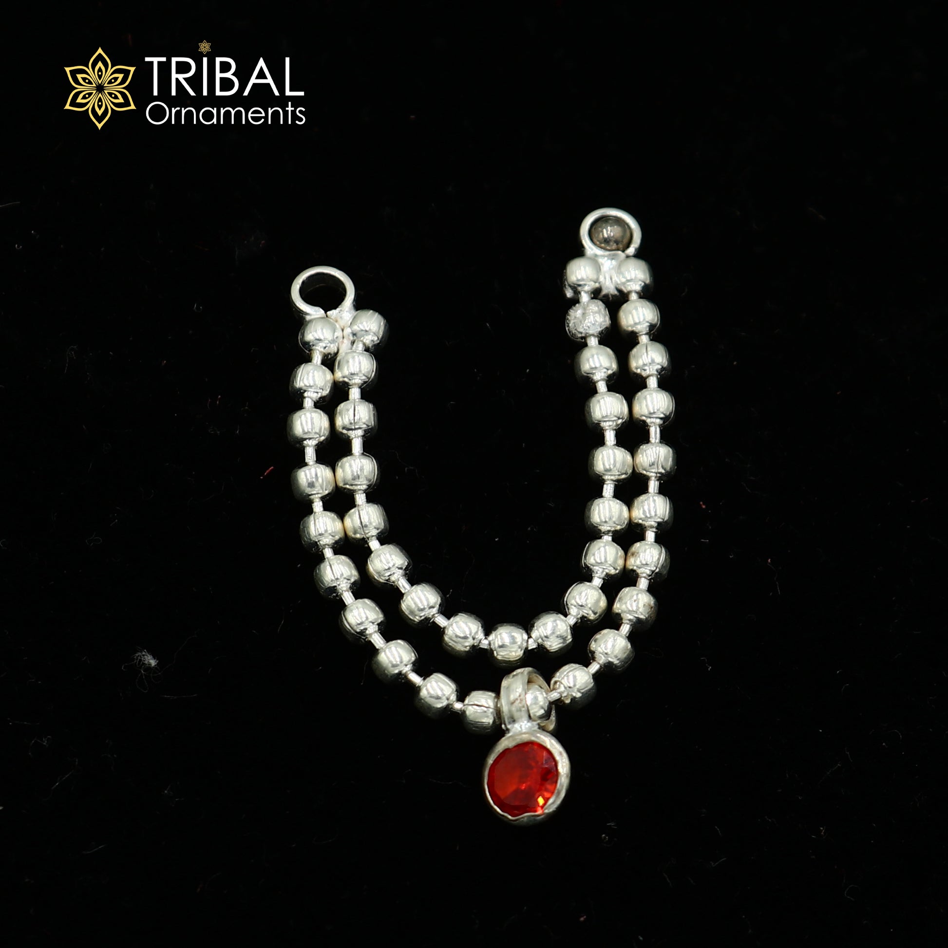 925 sterling silver 2 line beaded chain necklace for Lord Krishna Laddu Gopala jewelry set761 - TRIBAL ORNAMENTS