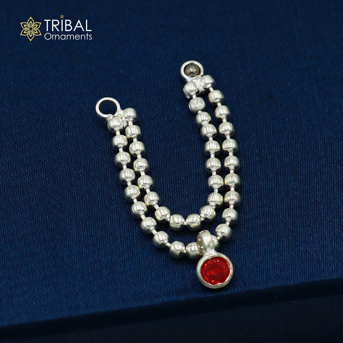 925 sterling silver 2 line beaded chain necklace for Lord Krishna Laddu Gopala jewelry set761 - TRIBAL ORNAMENTS