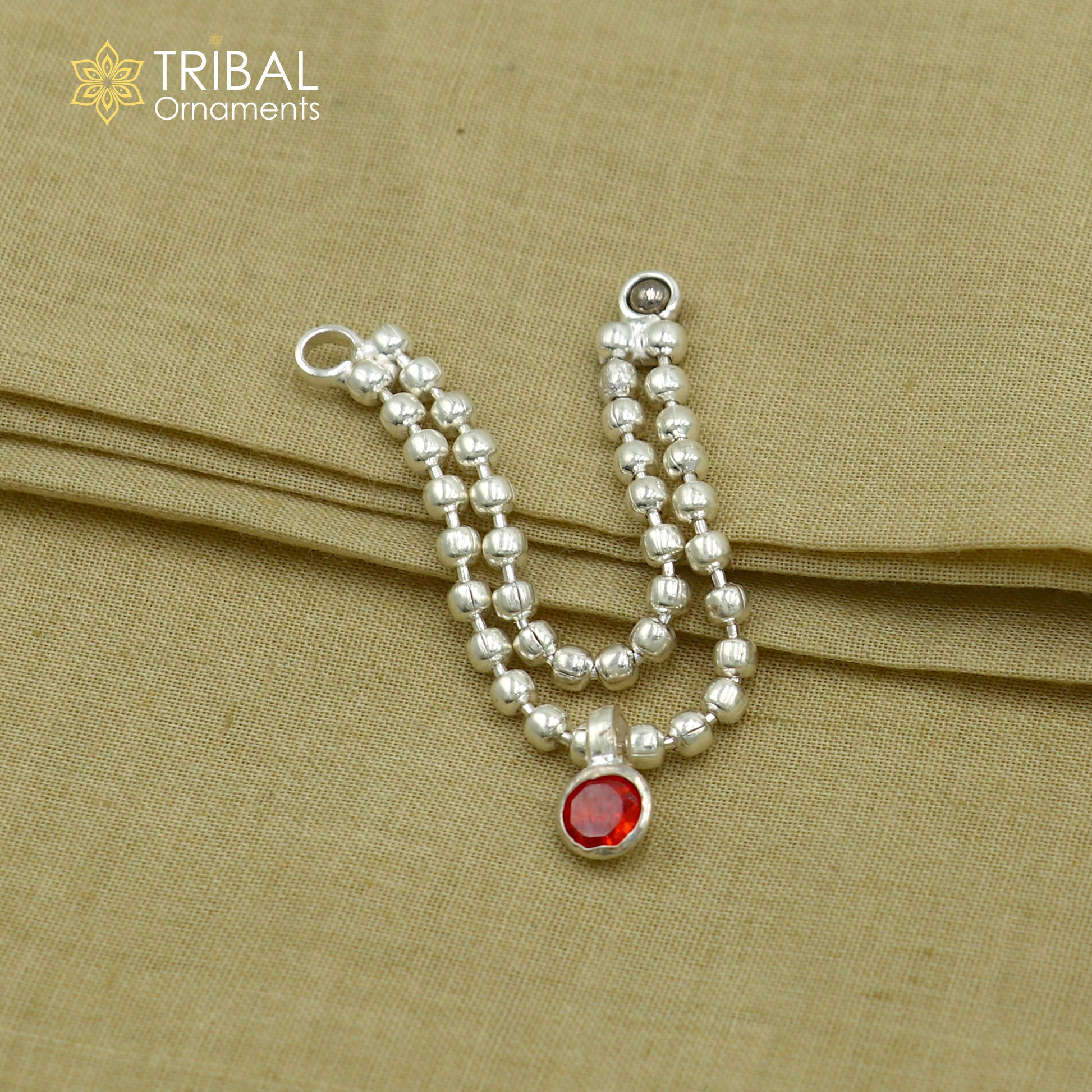 925 sterling silver 2 line beaded chain necklace for Lord Krishna Laddu Gopala jewelry set761 - TRIBAL ORNAMENTS