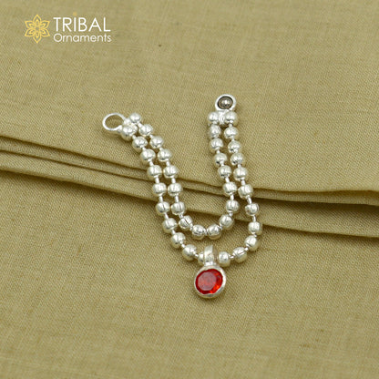 925 sterling silver 2-line beaded chain necklace featuring intricate design, ideal for Lord Krishna Laddu Gopala jewelry set.