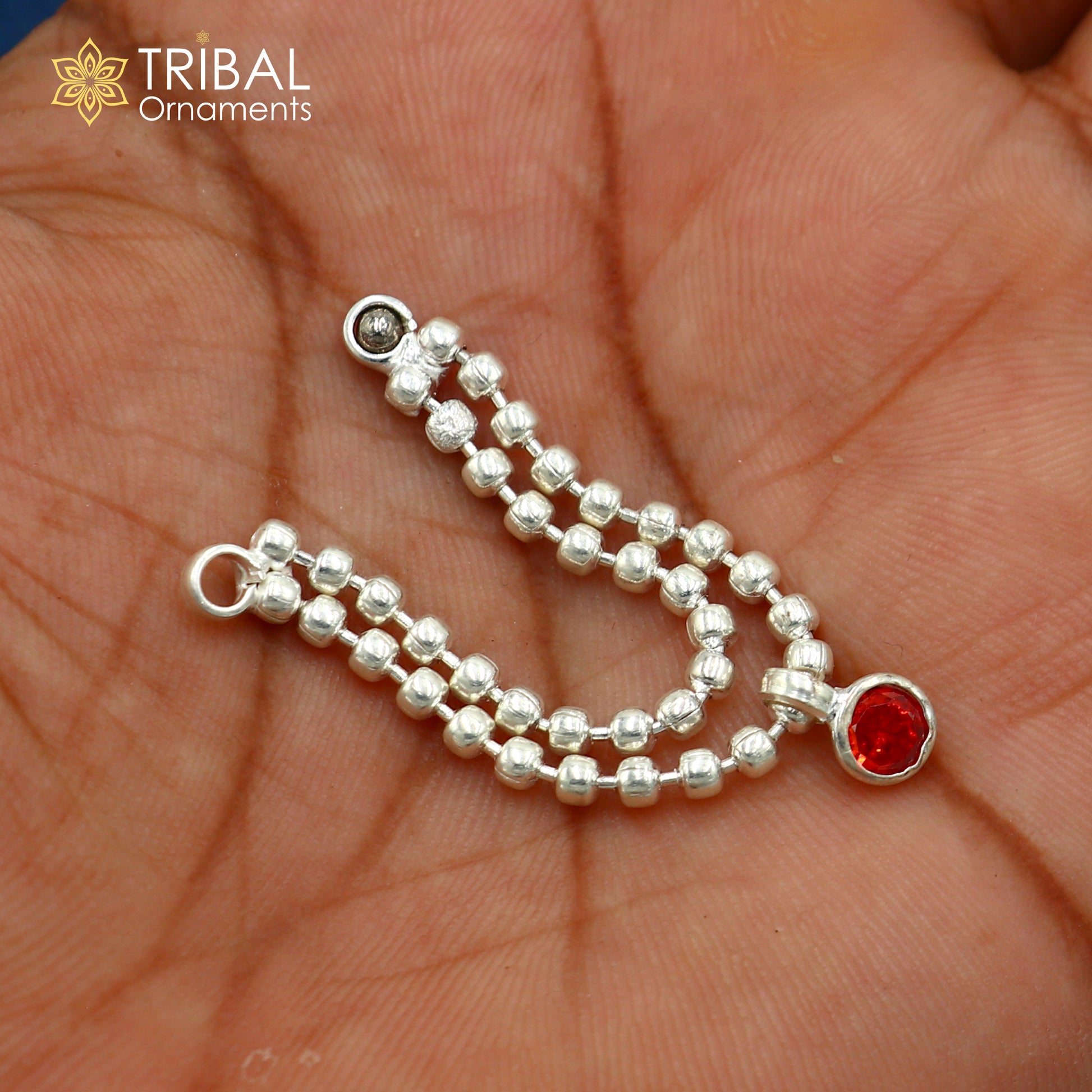 925 sterling silver 2 line beaded chain necklace for Lord Krishna Laddu Gopala jewelry set761 - TRIBAL ORNAMENTS