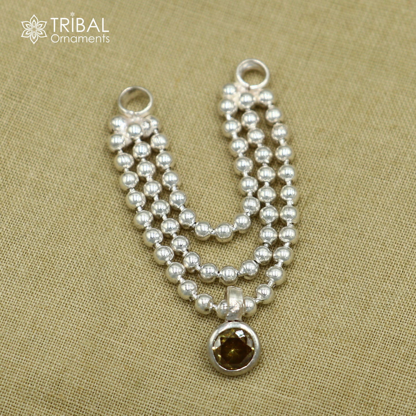 925 sterling silver 3 line beaded chain necklace for Lord Krishna Laddu Gopala jewelry set747 - TRIBAL ORNAMENTS