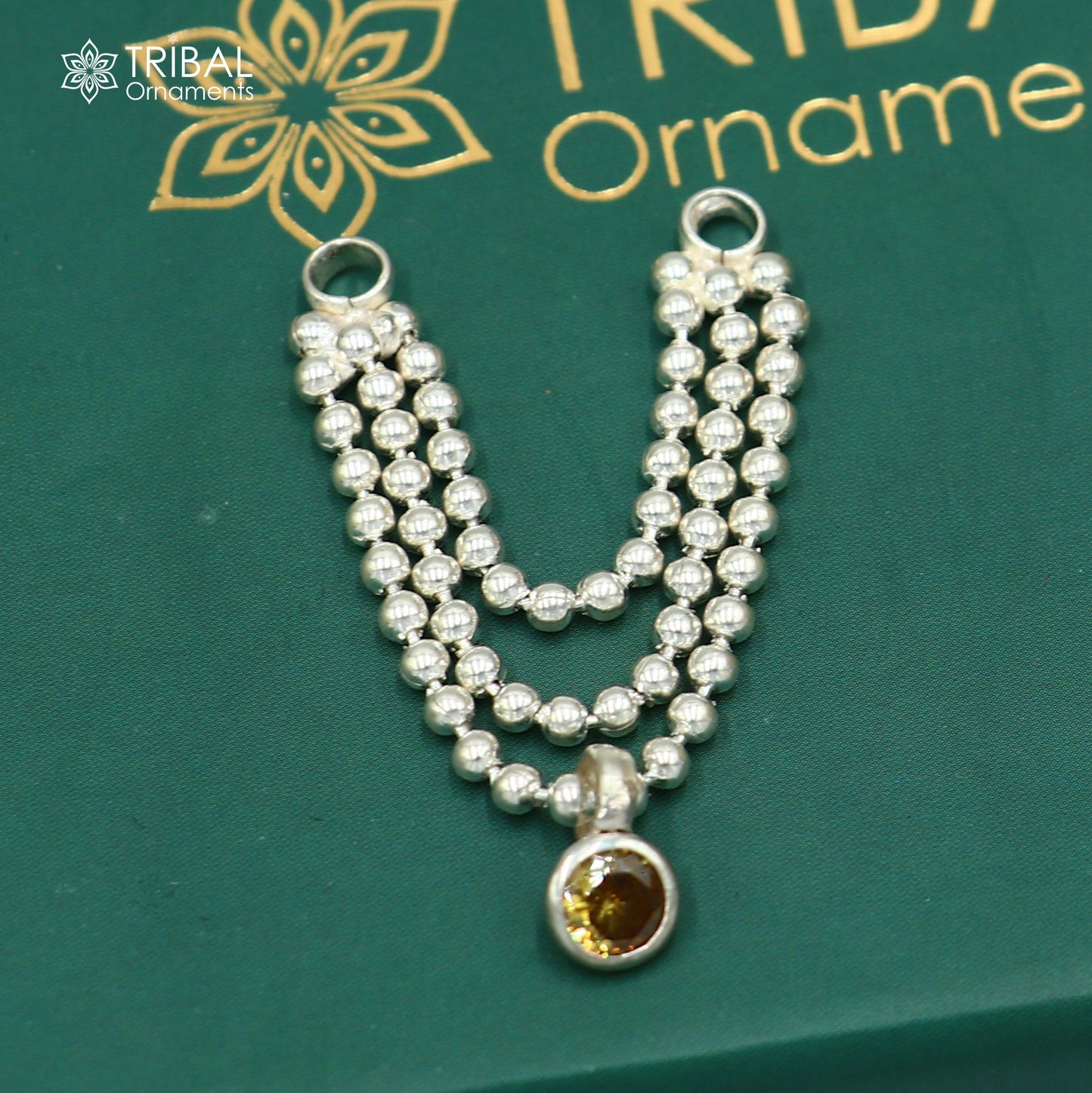 925 sterling silver 3 line beaded chain necklace for Lord Krishna Laddu Gopala jewelry set747 - TRIBAL ORNAMENTS