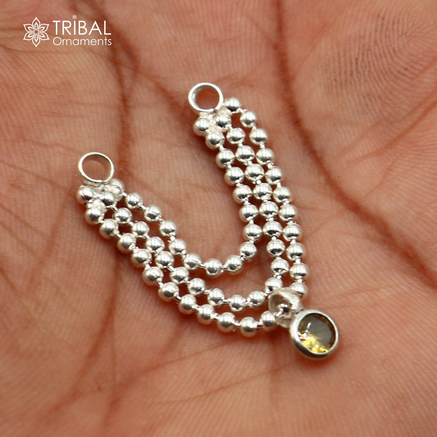 925 sterling silver 3 line beaded chain necklace for Lord Krishna Laddu Gopala jewelry set747 - TRIBAL ORNAMENTS