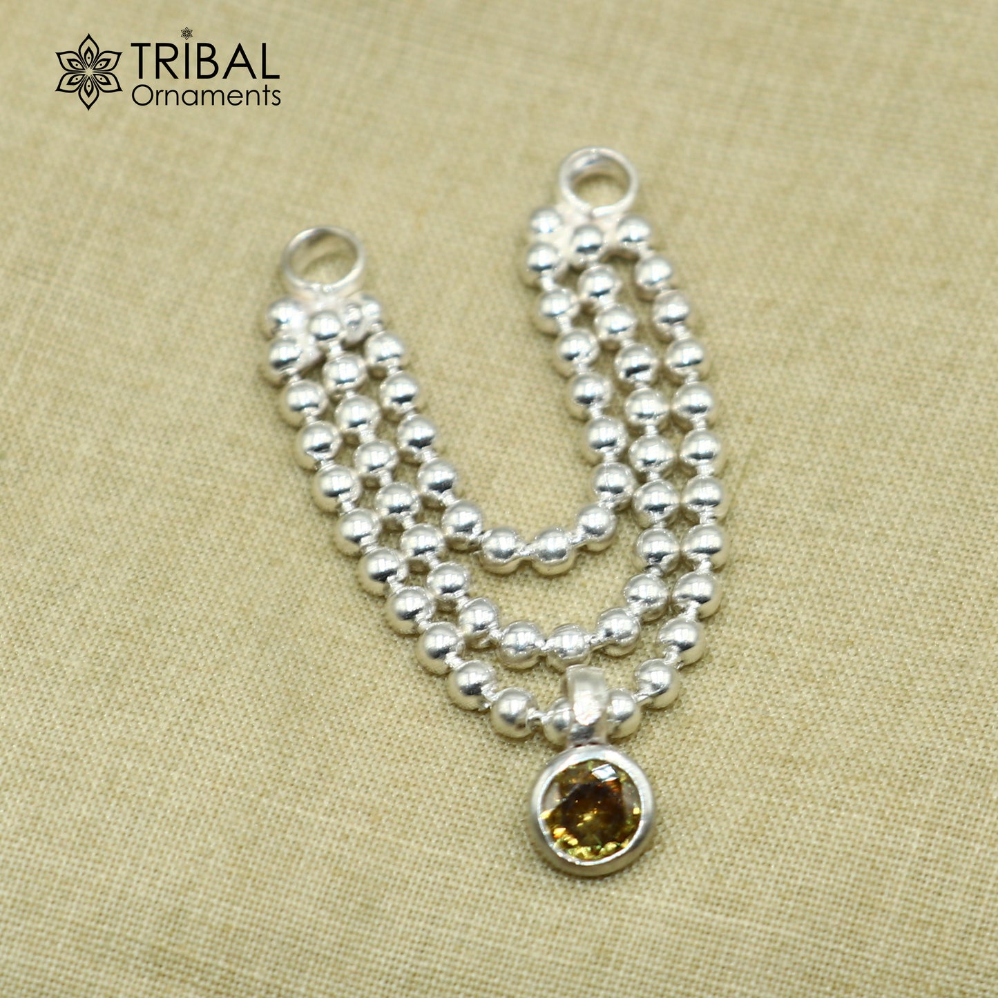 925 sterling silver 3 line beaded chain necklace for Lord Krishna Laddu Gopala jewelry set747 - TRIBAL ORNAMENTS