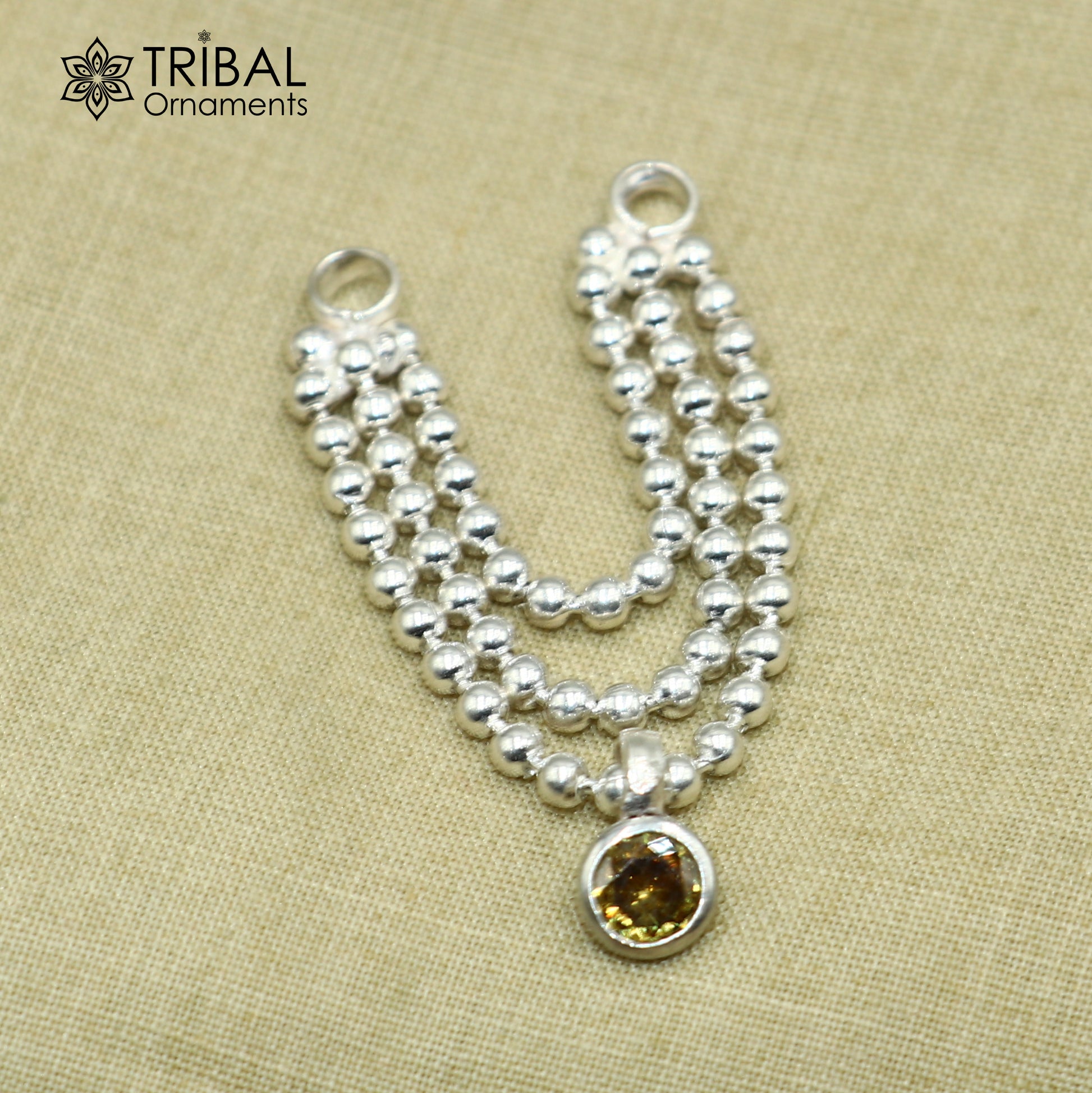 925 sterling silver 3 line beaded chain necklace for Lord Krishna Laddu Gopala jewelry set747 - TRIBAL ORNAMENTS