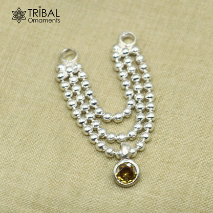 925 sterling silver 3 line beaded chain necklace for Lord Krishna Laddu Gopala jewelry set747 - TRIBAL ORNAMENTS
