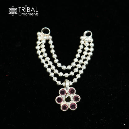 925 sterling silver 3 line beaded chain necklace for Lord Krishna Laddu Gopala jewelry set751 - TRIBAL ORNAMENTS