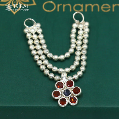 925 sterling silver 3 line beaded chain necklace for Lord Krishna Laddu Gopala jewelry set753 - TRIBAL ORNAMENTS