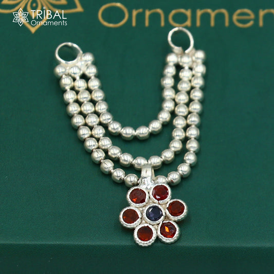 925 sterling silver 3 line beaded chain necklace for Lord Krishna Laddu Gopala jewelry set753 - TRIBAL ORNAMENTS