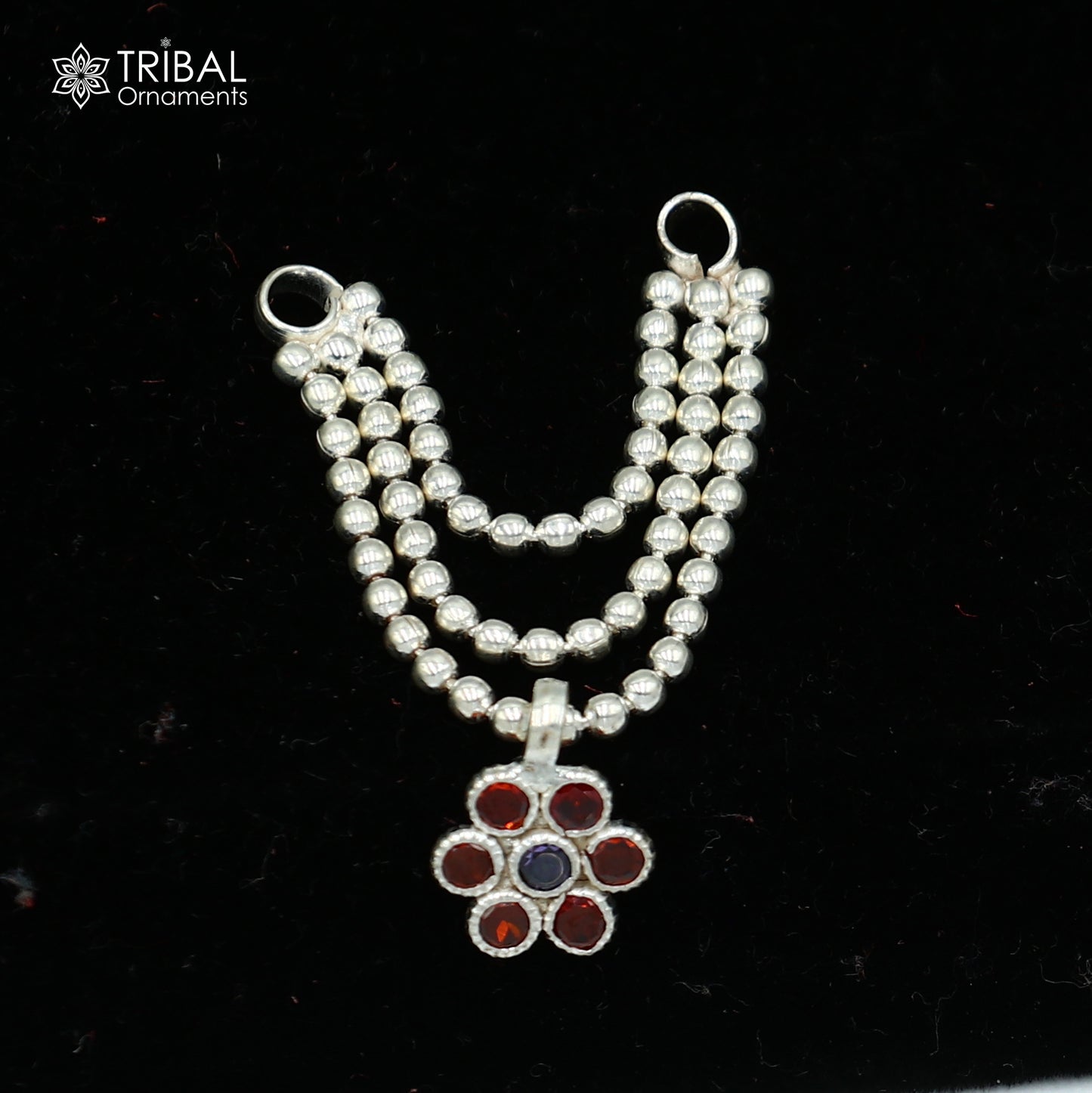 925 sterling silver 3 line beaded chain necklace for Lord Krishna Laddu Gopala jewelry set753 - TRIBAL ORNAMENTS