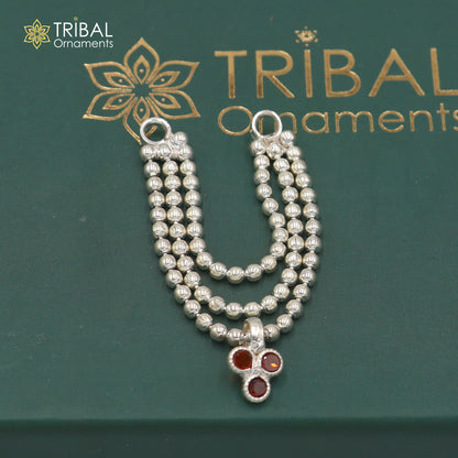 925 sterling silver 3 line beaded chain necklace for Lord Krishna Laddu Gopala jewelry set758 - TRIBAL ORNAMENTS