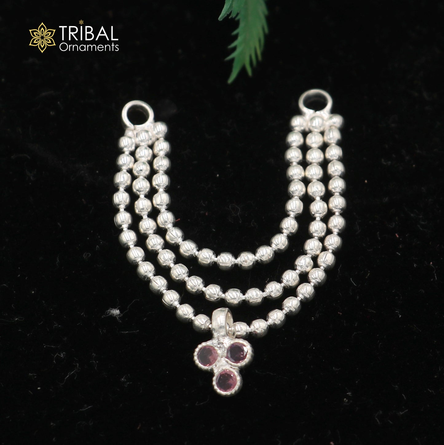 925 sterling silver 3 line beaded chain necklace for Lord Krishna Laddu Gopala jewelry set758 - TRIBAL ORNAMENTS