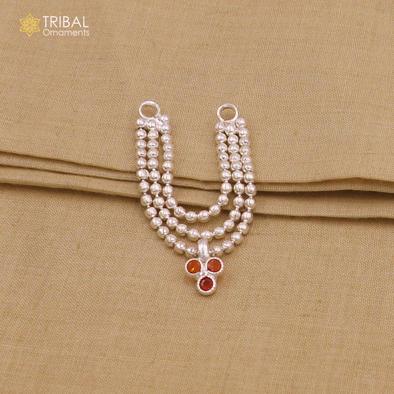 925 sterling silver 3 line beaded chain necklace for Lord Krishna Laddu Gopala jewelry set758 - TRIBAL ORNAMENTS