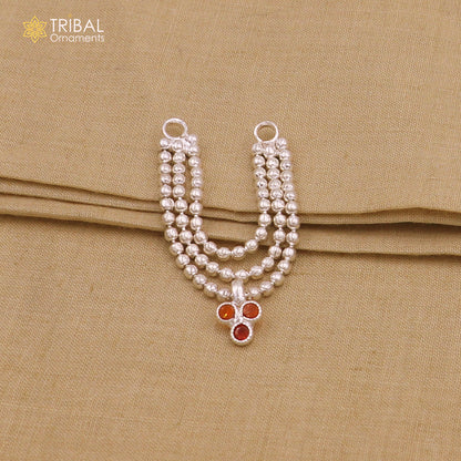 925 sterling silver 3 line beaded chain necklace for Lord Krishna Laddu Gopala jewelry set758 - TRIBAL ORNAMENTS