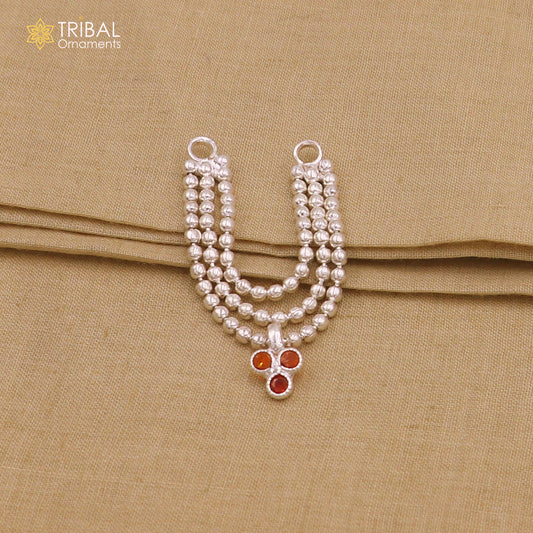 925 sterling silver 3 line beaded chain necklace for Lord Krishna Laddu Gopala jewelry set758 - TRIBAL ORNAMENTS