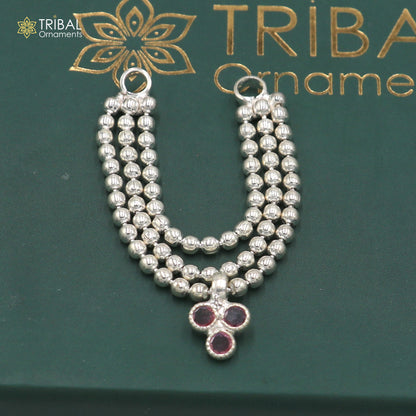 925 sterling silver 3 line beaded chain necklace for Lord Krishna Laddu Gopala jewelry set759 - TRIBAL ORNAMENTS