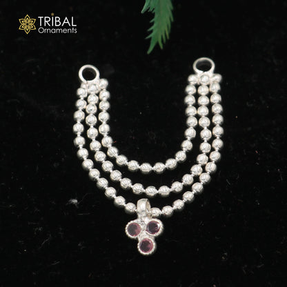925 sterling silver 3 line beaded chain necklace for Lord Krishna Laddu Gopala jewelry set759 - TRIBAL ORNAMENTS