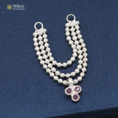 925 sterling silver 3 line beaded chain necklace for Lord Krishna Laddu Gopala jewelry set759 - TRIBAL ORNAMENTS
