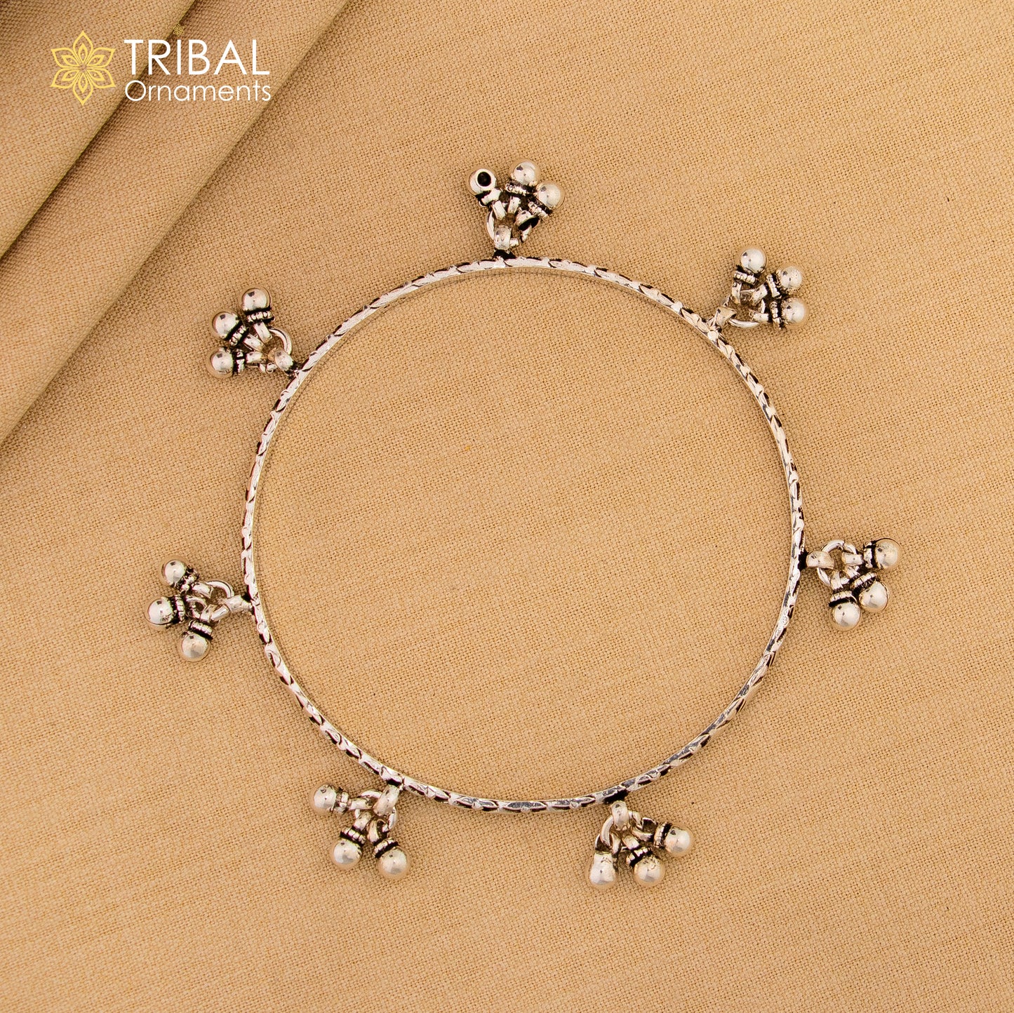 925 sterling silver charm bangle bracelet with oxidized finish, featuring personalized tribal-inspired jewelry for belly dance.