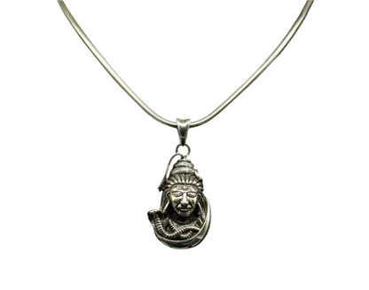 925 sterling silver Lord Shiva pendant from TRIBAL ORNAMENTS, unisex Hindu deity jewelry with detailed design.