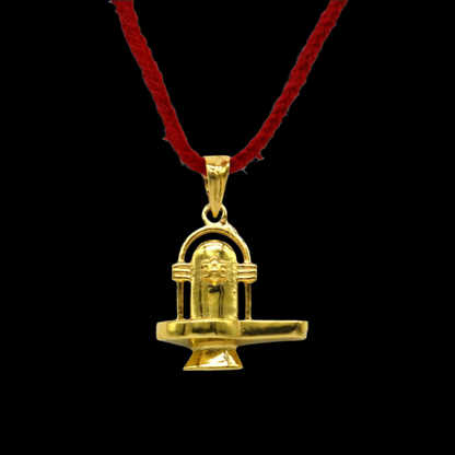 925 sterling silver Lord Shiva Lingam pendant with gold polish, tribal ornament jewelry, perfect for gifting and divine accessory.
