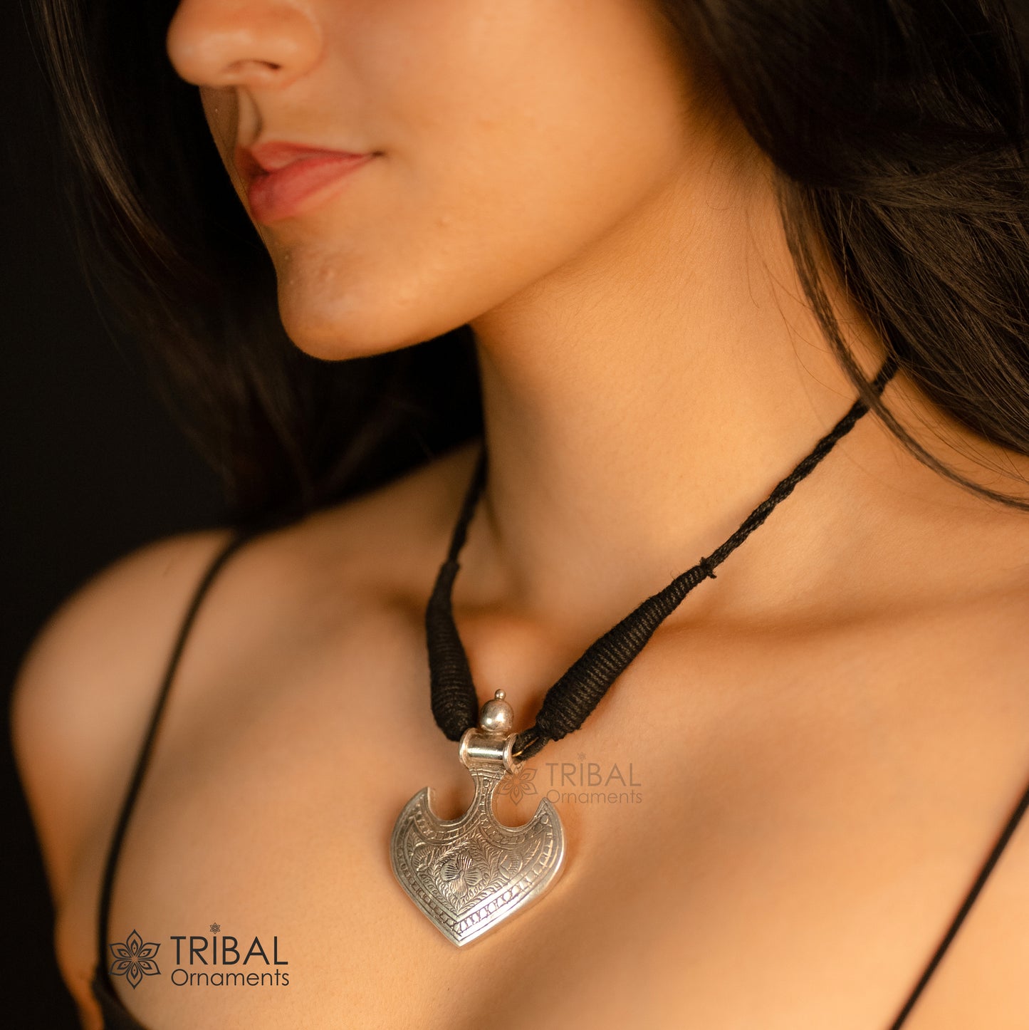 925 Sterling silver amazing handcrafted Heart shape pendant traditional vintage designer tribal pendant ethnic jewelry set682 - TRIBAL ORNAMENTS