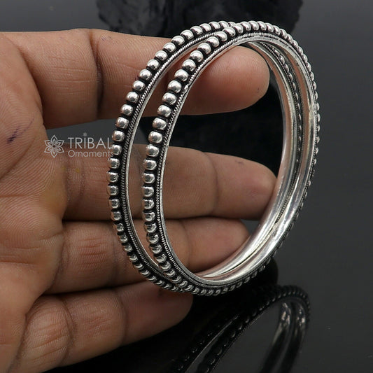 925 sterling silver amazing silver beaded bangle bracelet, excellent oxidized silver  bangle/ kangan set delicate jewelry belly dance nba377 - TRIBAL ORNAMENTS