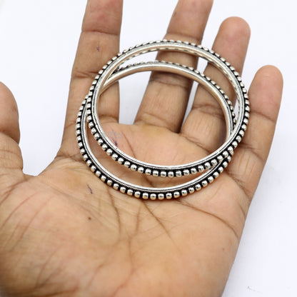 925 sterling silver amazing silver beaded bangle bracelet, excellent oxidized silver  bangle/ kangan set delicate jewelry belly dance nba377 - TRIBAL ORNAMENTS