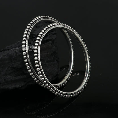925 sterling silver amazing silver beaded bangle bracelet, excellent oxidized silver  bangle/ kangan set delicate jewelry belly dance nba377 - TRIBAL ORNAMENTS