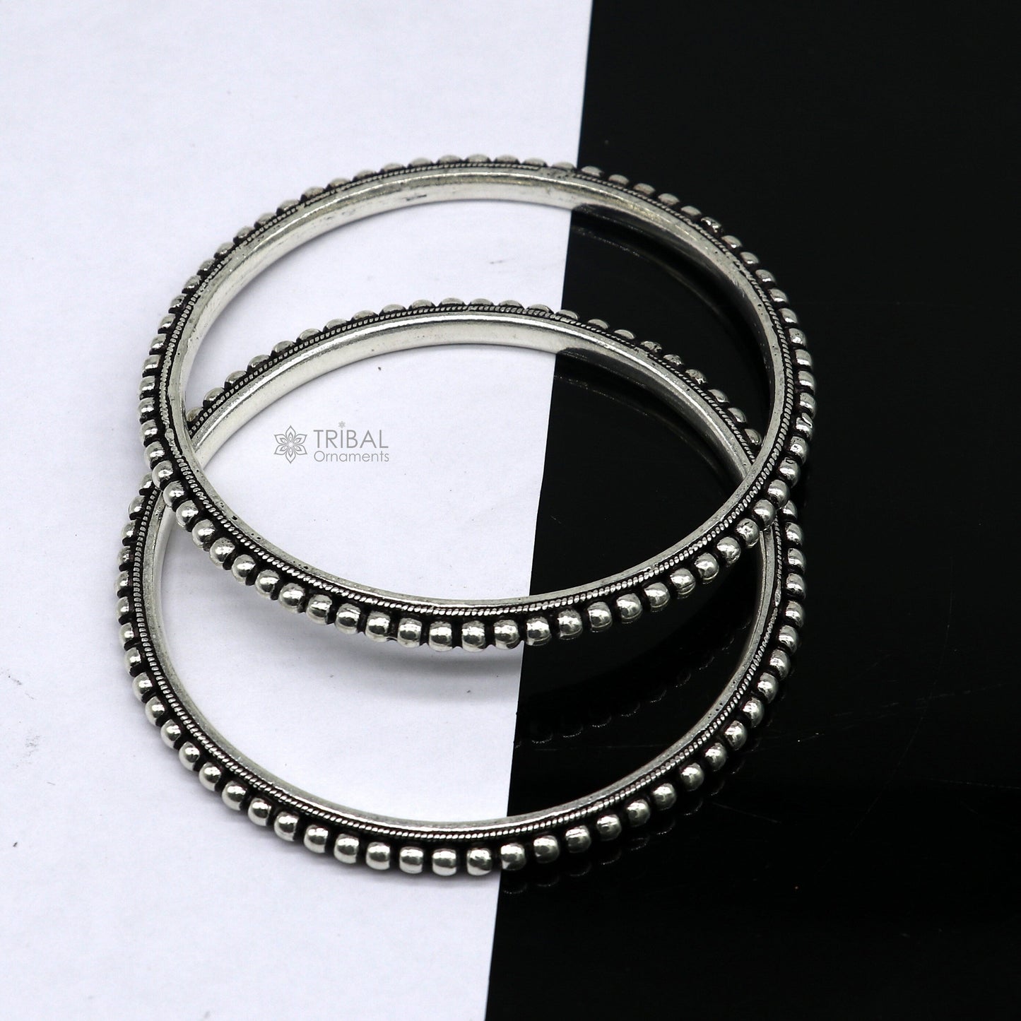 925 sterling silver amazing silver beaded bangle bracelet, excellent oxidized silver  bangle/ kangan set delicate jewelry belly dance nba377 - TRIBAL ORNAMENTS