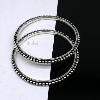 925 sterling silver amazing silver beaded bangle bracelet, excellent oxidized silver  bangle/ kangan set delicate jewelry belly dance nba377 - TRIBAL ORNAMENTS