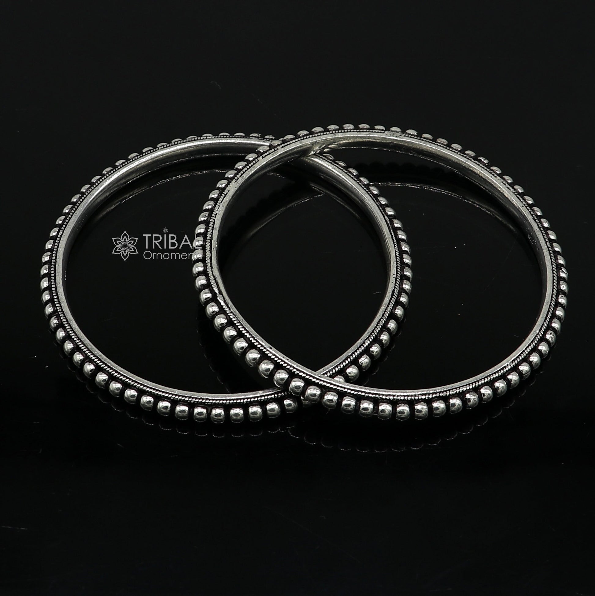 925 sterling silver amazing silver beaded bangle bracelet, excellent oxidized silver  bangle/ kangan set delicate jewelry belly dance nba377 - TRIBAL ORNAMENTS