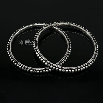 925 sterling silver amazing silver beaded bangle bracelet, excellent oxidized silver  bangle/ kangan set delicate jewelry belly dance nba377 - TRIBAL ORNAMENTS