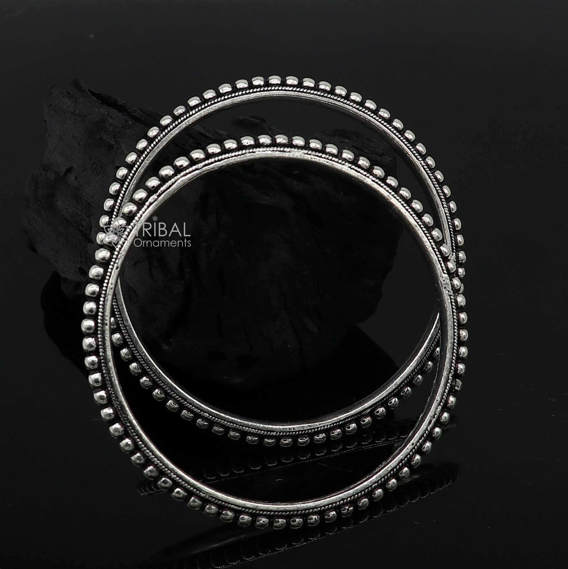 925 sterling silver amazing silver beaded bangle bracelet, excellent oxidized silver  bangle/ kangan set delicate jewelry belly dance nba377 - TRIBAL ORNAMENTS