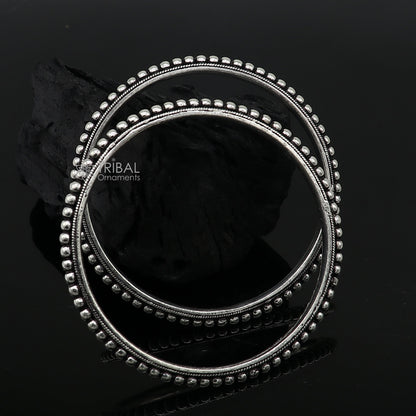 925 sterling silver amazing silver beaded bangle bracelet, excellent oxidized silver  bangle/ kangan set delicate jewelry belly dance nba377 - TRIBAL ORNAMENTS