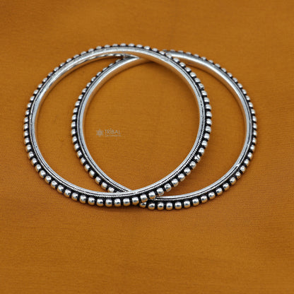 925 sterling silver amazing silver beaded bangle bracelet, excellent oxidized silver  bangle/ kangan set delicate jewelry belly dance nba377 - TRIBAL ORNAMENTS