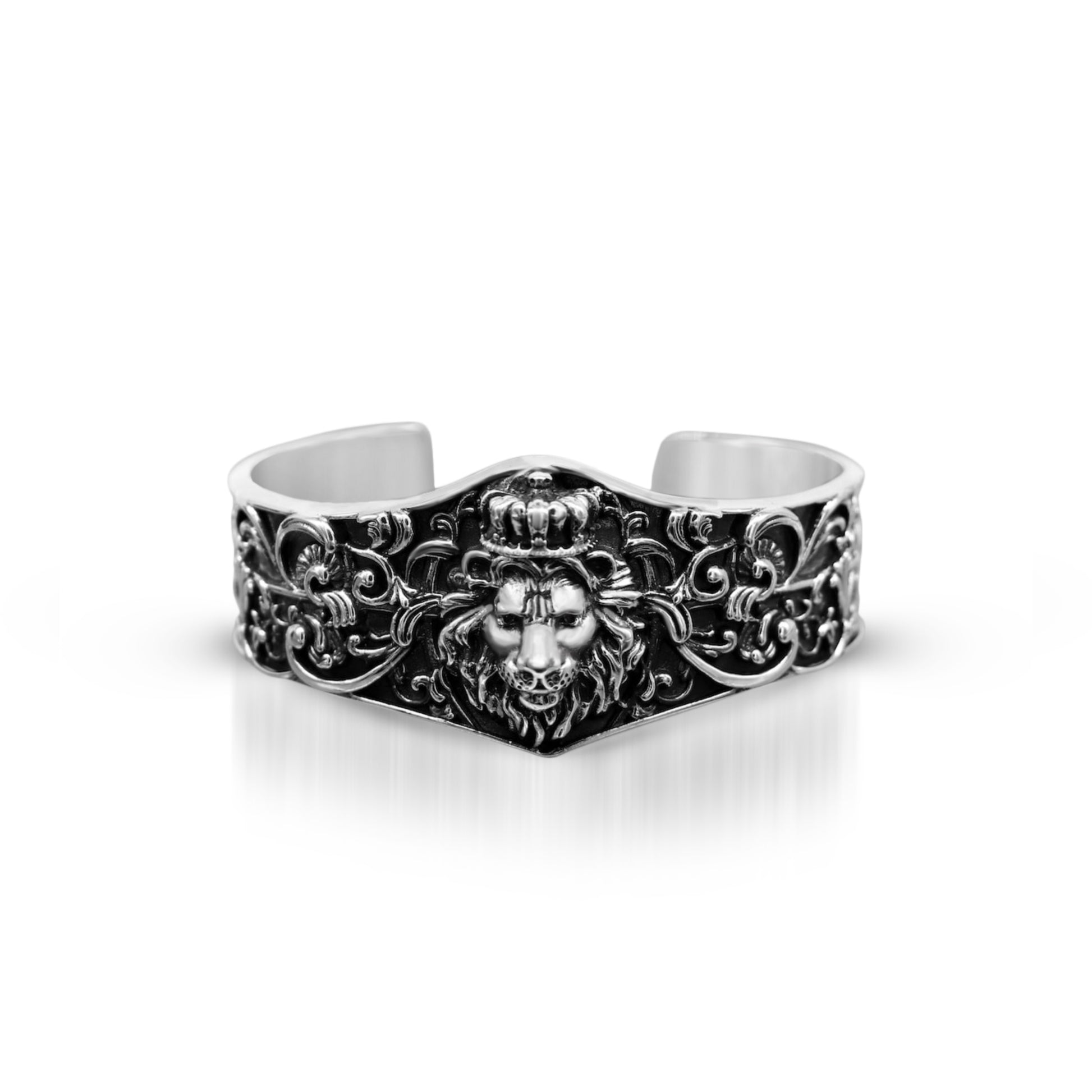 925 sterling silver amazing vintage lion design handmade adjustable cuff kada bracelet, gorgeous lion kada for gifting cuff139 - TRIBAL ORNAMENTS