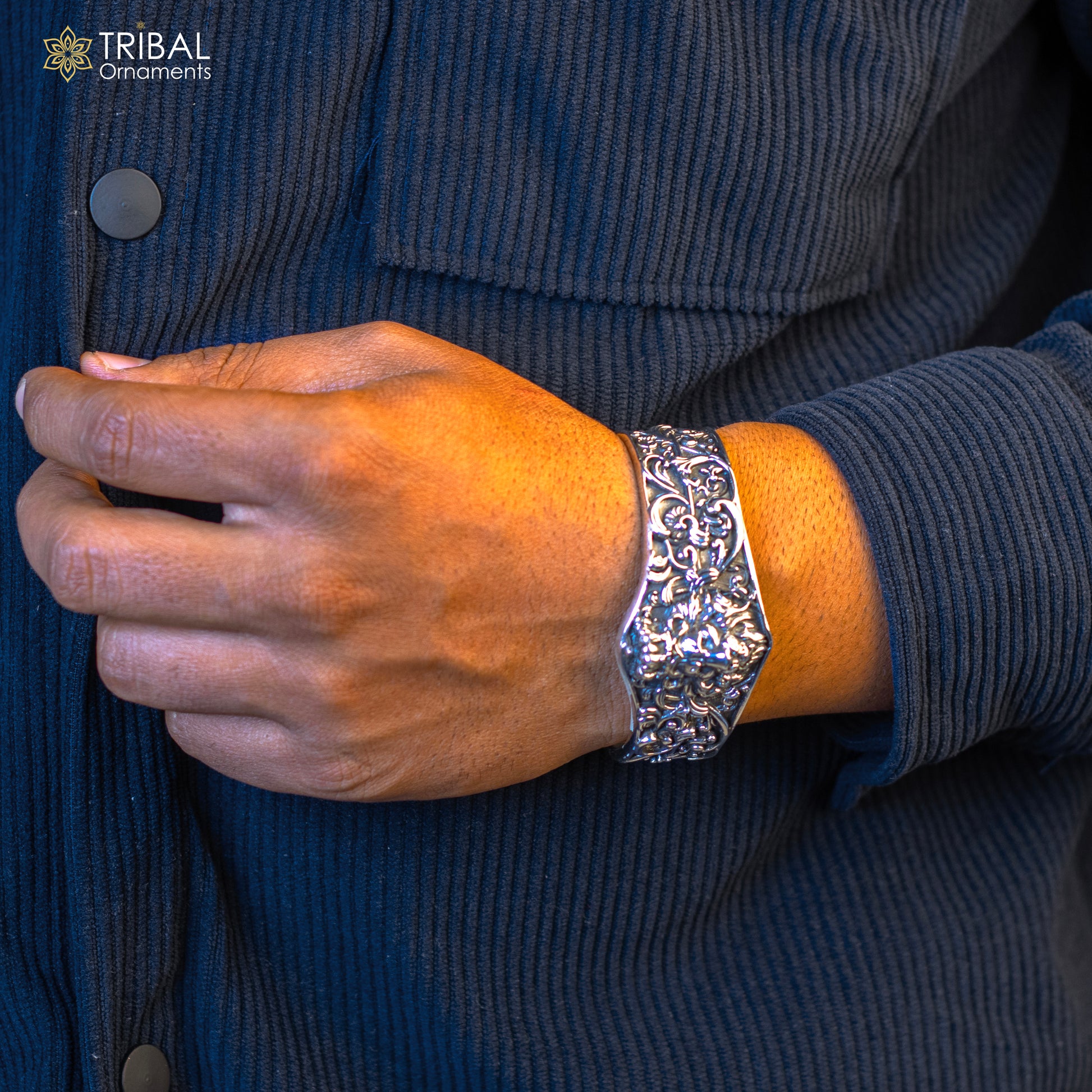 925 sterling silver amazing vintage lion design handmade adjustable cuff kada bracelet, gorgeous lion kada for gifting cuff139 - TRIBAL ORNAMENTS