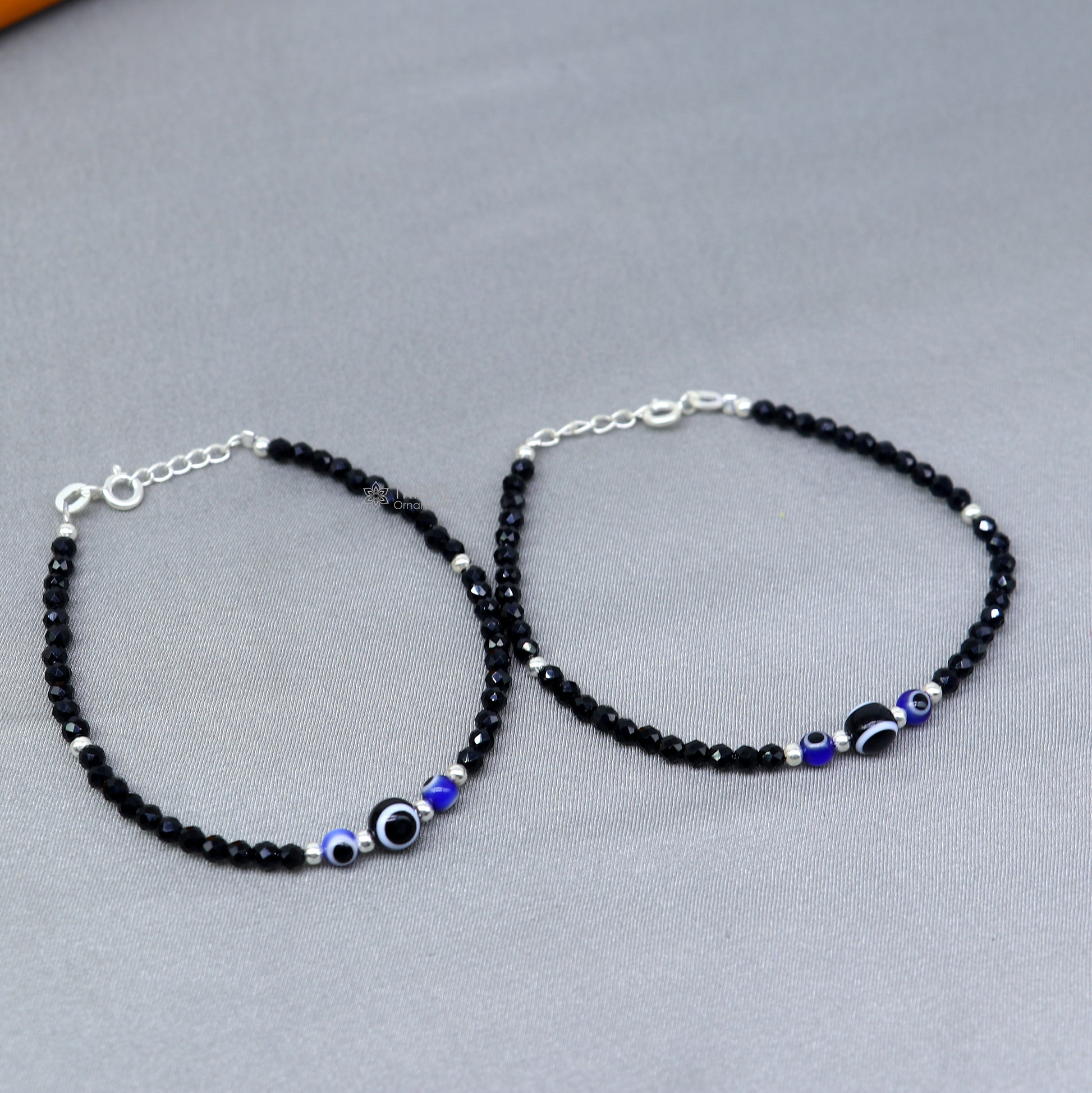 925 sterling silver and evil eye black beaded chain bracelet Combo use mother  bracelet or  baby anklets, sbr746 - TRIBAL ORNAMENTS