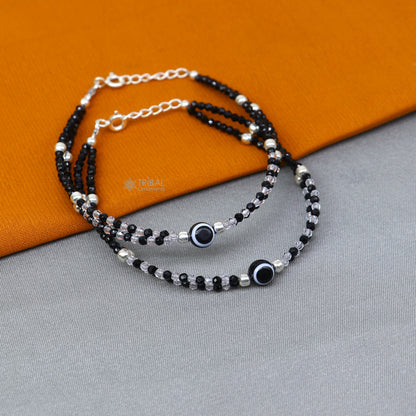 925 sterling silver and evil eye black beaded chain bracelet Combo use mother  bracelet or  baby anklets, sbr748 - TRIBAL ORNAMENTS