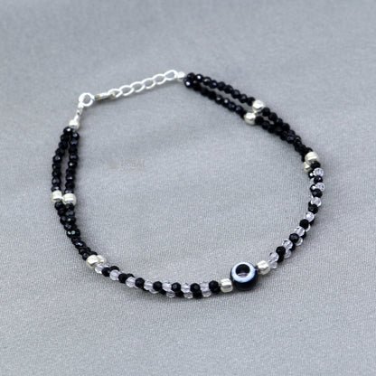 925 sterling silver and evil eye black beaded chain bracelet Combo use mother  bracelet or  baby anklets, sbr748 - TRIBAL ORNAMENTS
