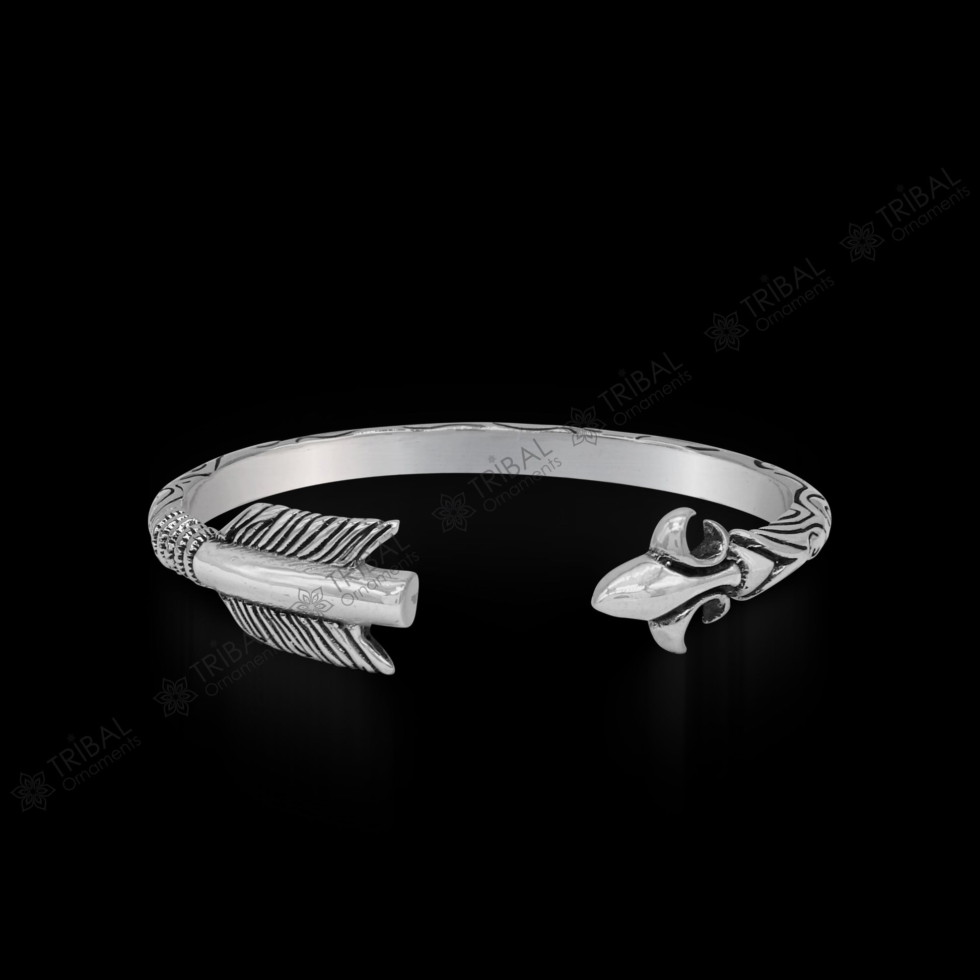 925 sterling silver Arrow style designer bangle bracelet kada, excellent personalized gifting adjustable fancy bangle men's or girls cuff69 - TRIBAL ORNAMENTS