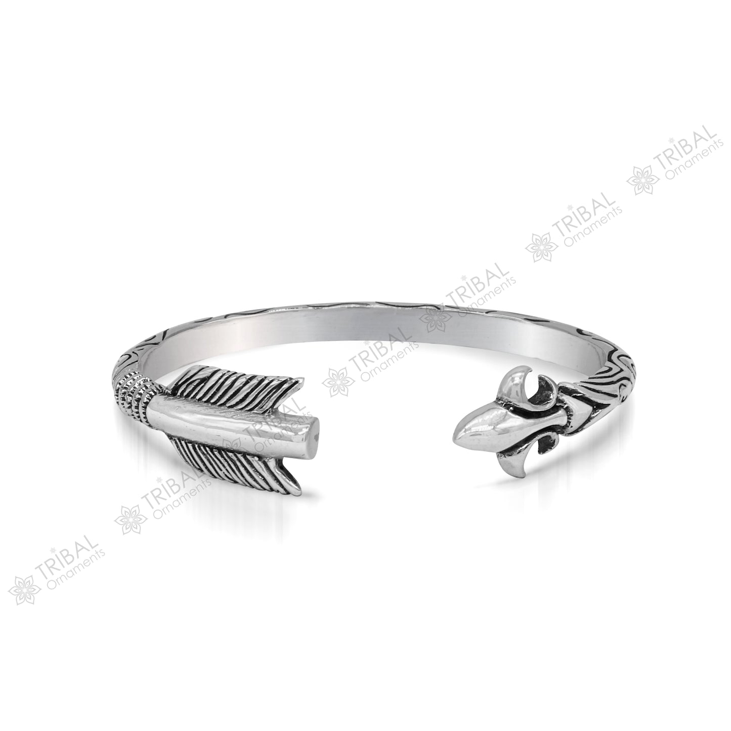 925 sterling silver Arrow style designer bangle bracelet kada, excellent personalized gifting adjustable fancy bangle men's or girls cuff69 - TRIBAL ORNAMENTS