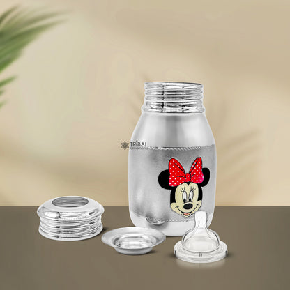 925 Sterling silver baby feeder milk bottle, a cute and functional water bottle for kids, crafted by Tribal Ornaments.