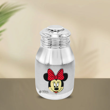 Sterling silver baby milk bottle and water bottle by Tribal Ornaments, designed for kids and gifting.